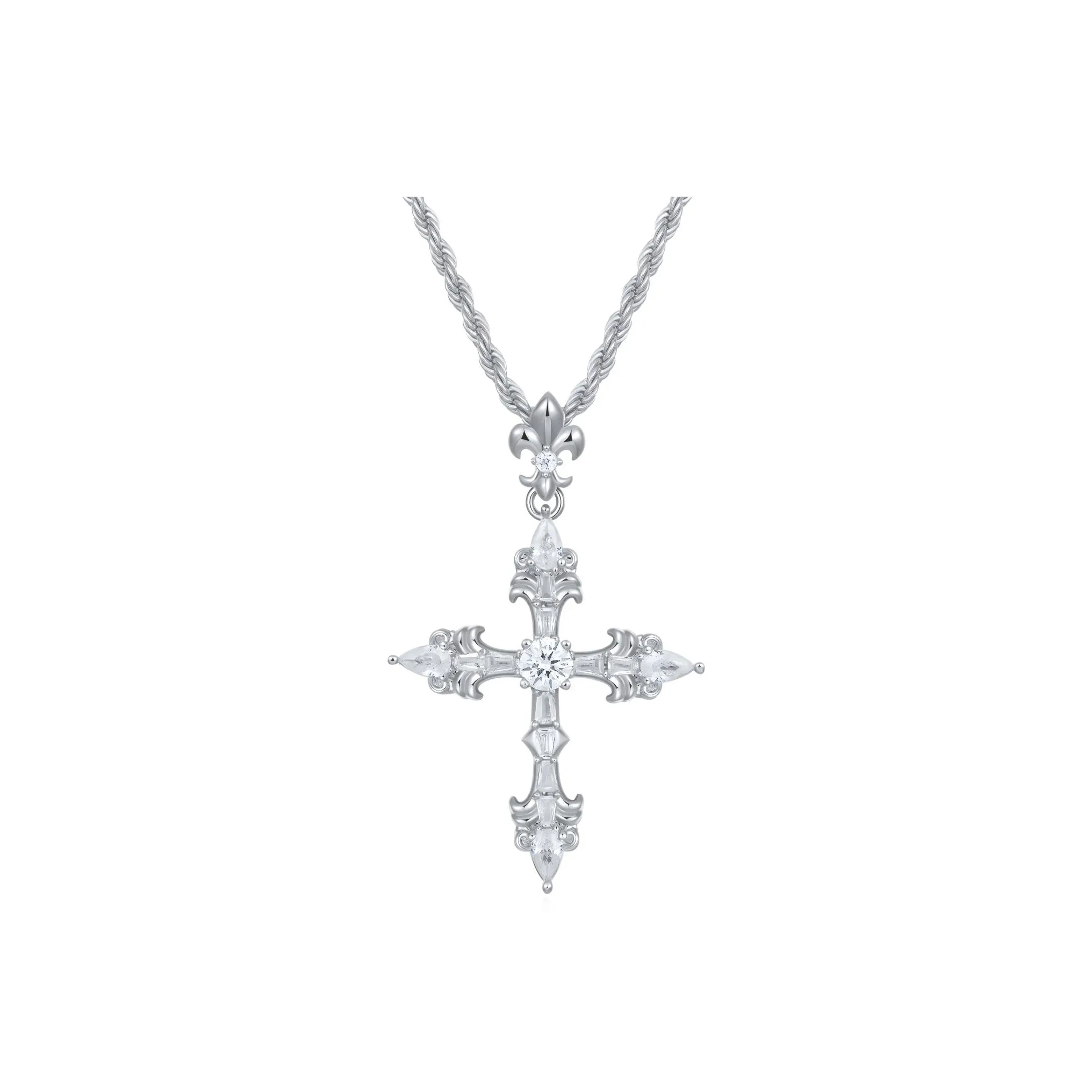APORRO Fully Rhinestone Embellished Luxe Lightweight Necklace Unisex 18K White Gold Plated/14K Gold Plated