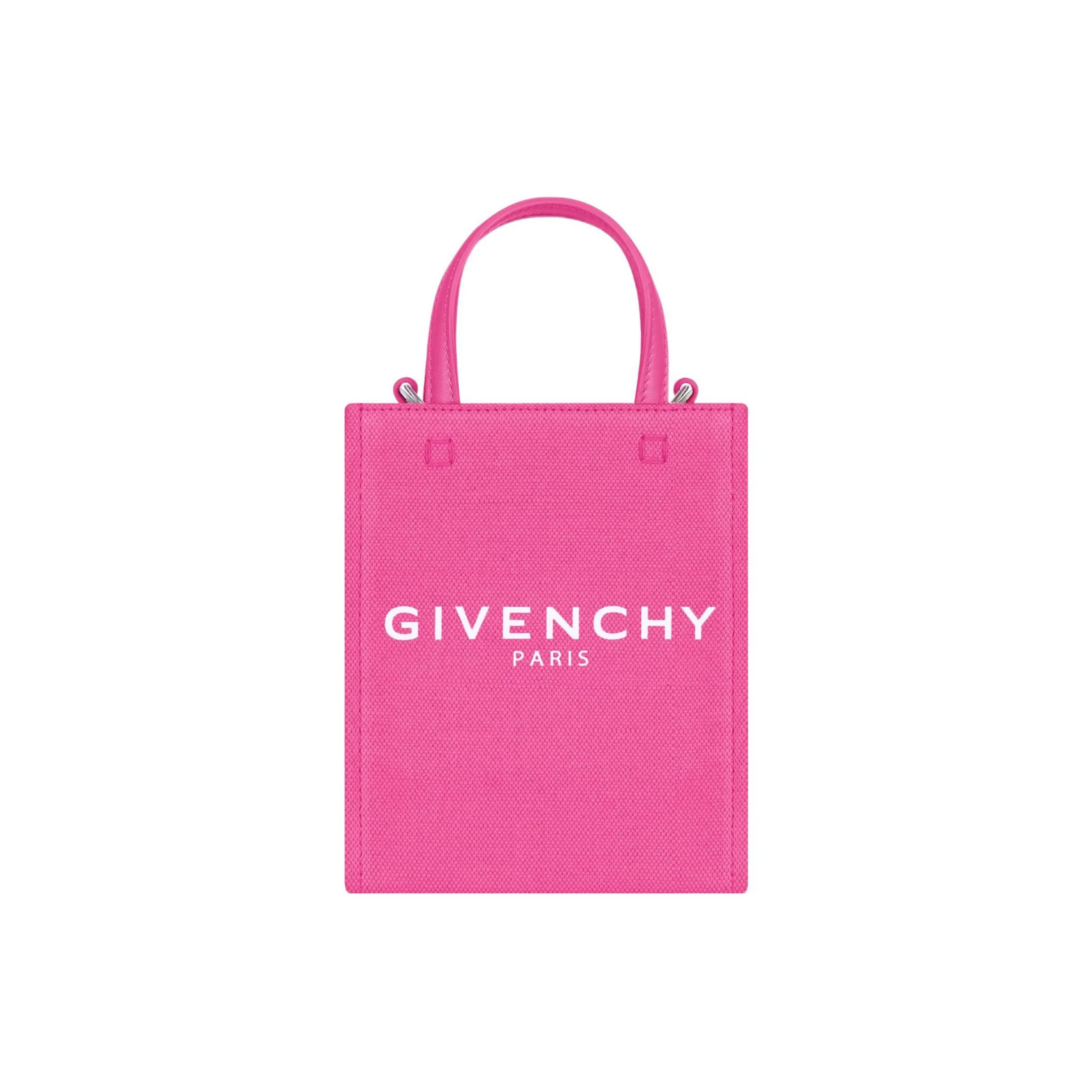 Givenchy Leather Cotton Tote Bag, Shopping Bag, Shoulder Bag, Crossbody Bag, Handbag Mini Women's Rose Red
