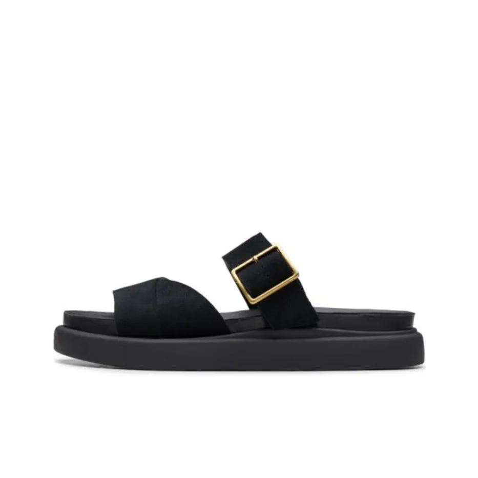 Clarks Rubber Sole Slip Resistant Slide Slippers Women's Black