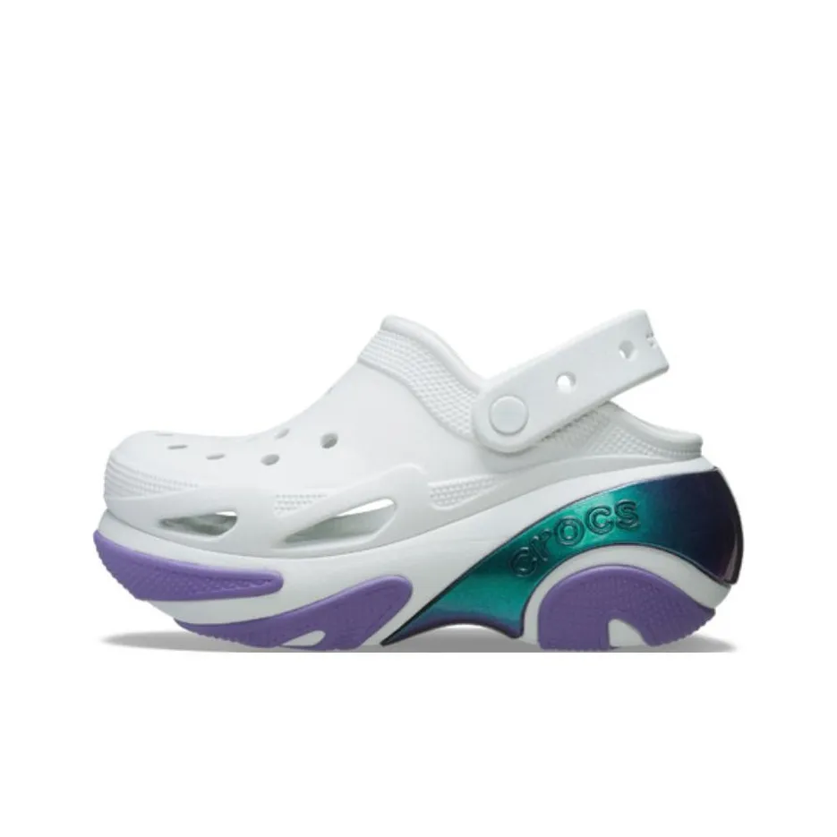 Crocs Bubble Crush Reflector Clogs Unisex White Purple