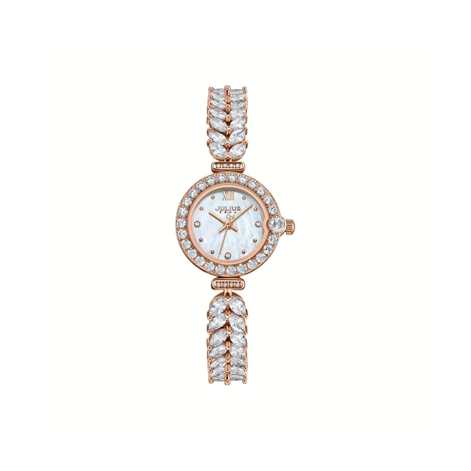 JULIUS JL Mermaid Watch Кварцевый механизм Стальной ремешок Часы Женские Жемчужная раковина Циферблат часов