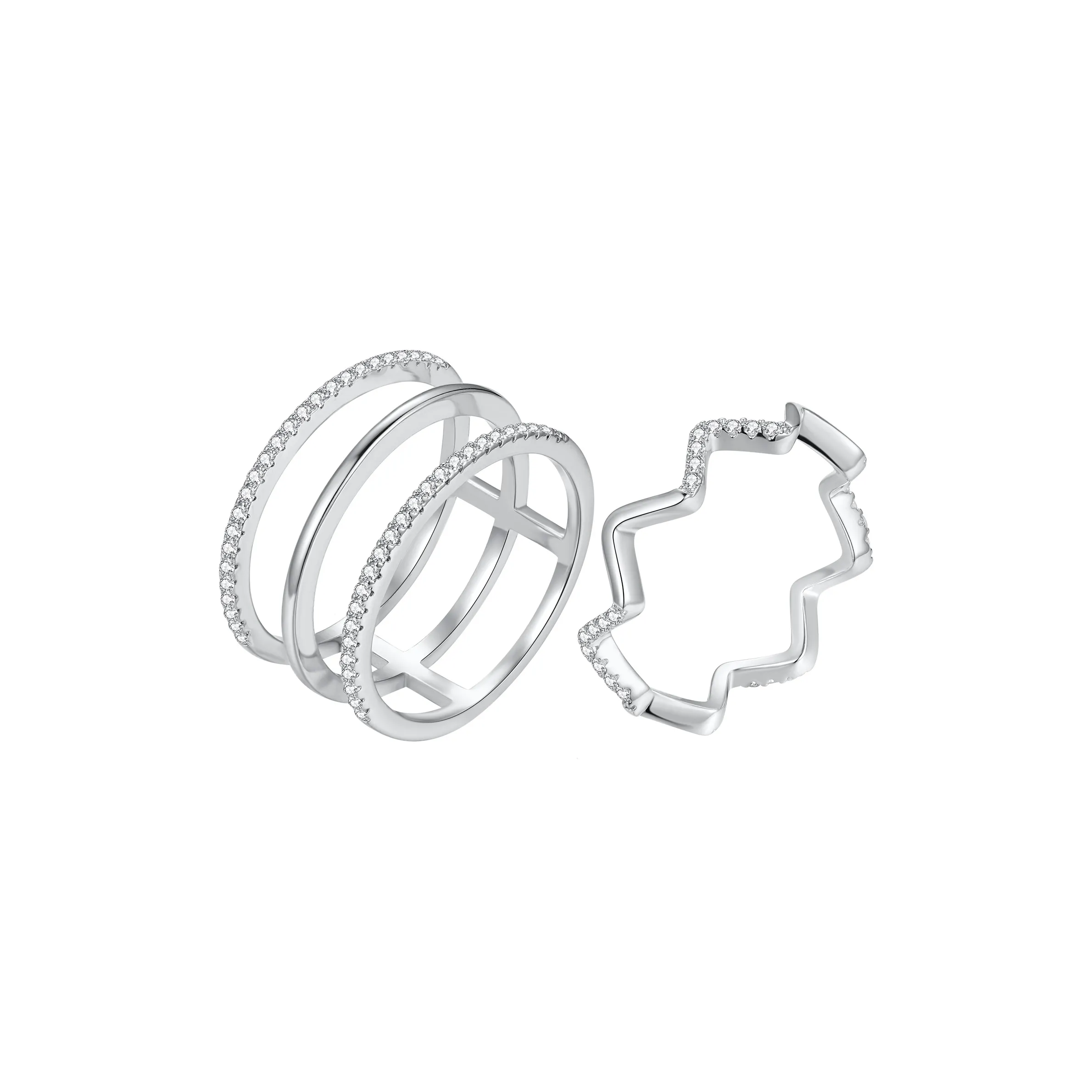 ZEGL Медные Кольца с Покрытием из Белого Золотого Женские