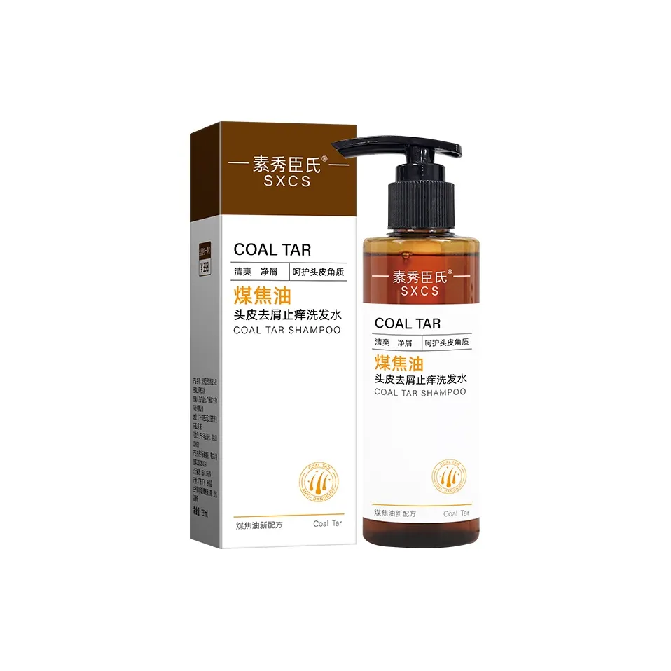 SUXIUCHENSHI Coal Tar Wash Shampoo Освежающий Чистка Контроль пушистости 135 мл бутылка