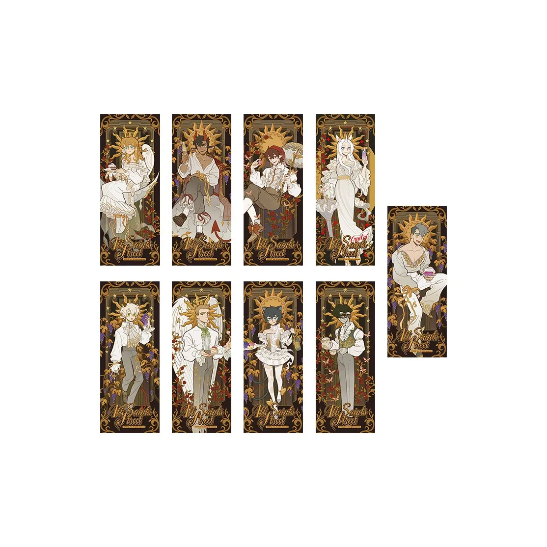 1031 WANSHENGJIE Halloween Mystic Realm Collection Лазерный Ticket Слепые коробки Один Mystery Коробка Целая коробка 8 шт