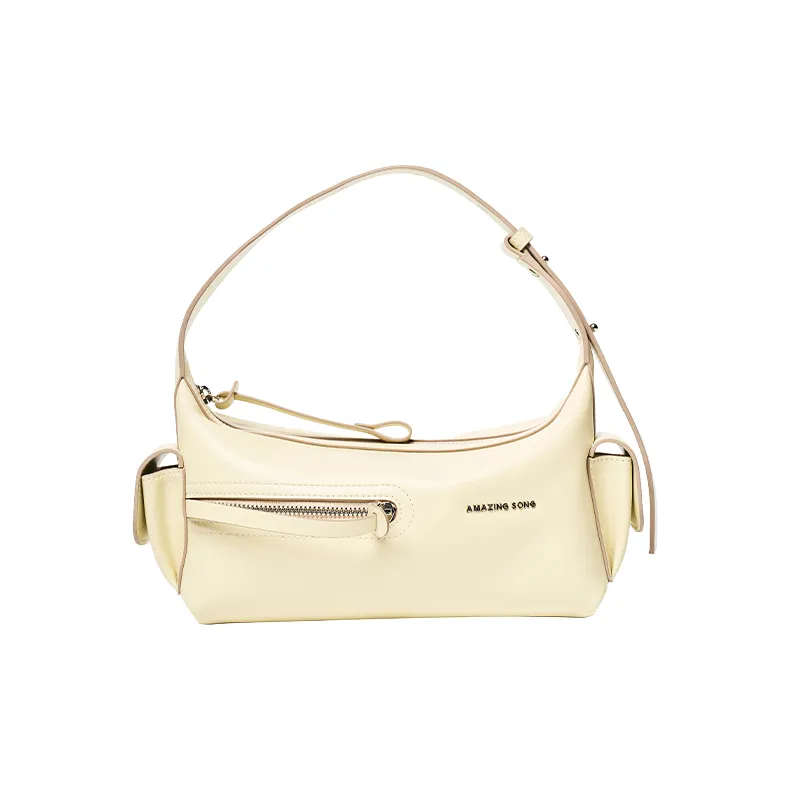 AMAZING SONG Коровья кожа Подмышечная сумка на плечо Стандартная Женская Элегантная Черный Кремовый Белый Анкора Красный