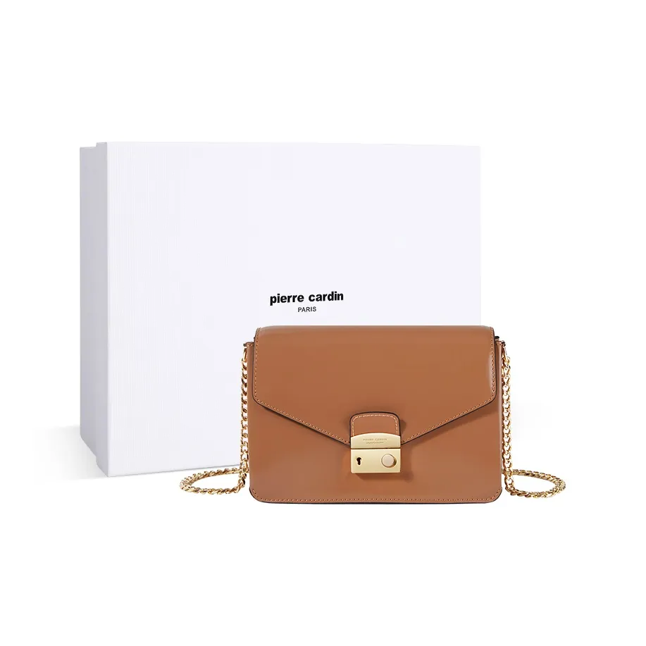 PIERRE CARDIN Корова Кожа Утончённая Цепь Сумка через плечо Стандартная Женская Коричневая