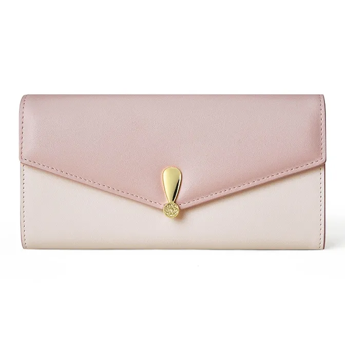 PIERRE CARDIN Коровья кожа Держатель для карт Клатч Длинный кошелек Женский Бежевый Розовый