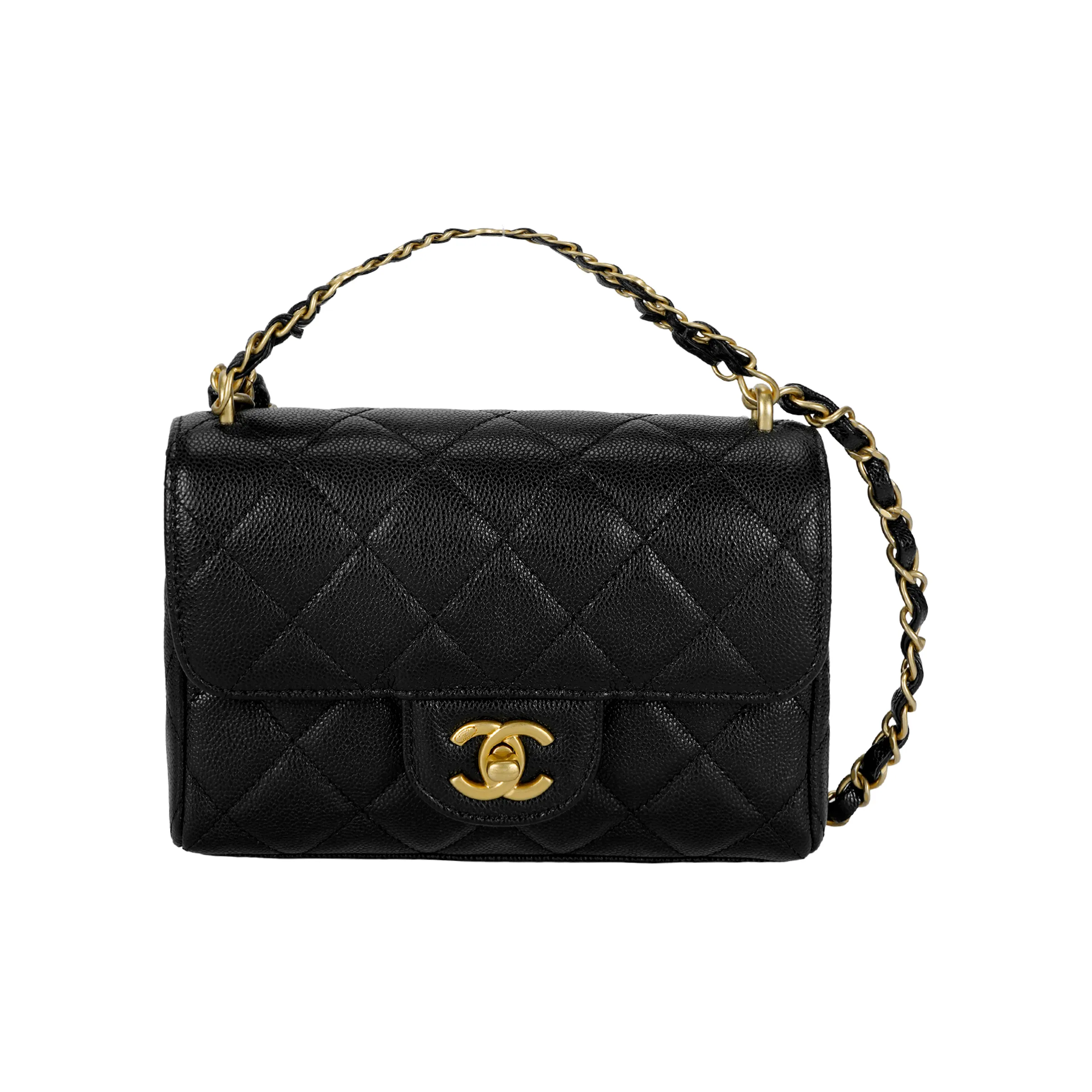 CHANEL Embossed Calfskin Crossbody Bag Shoulder Bag Mini Women's Black