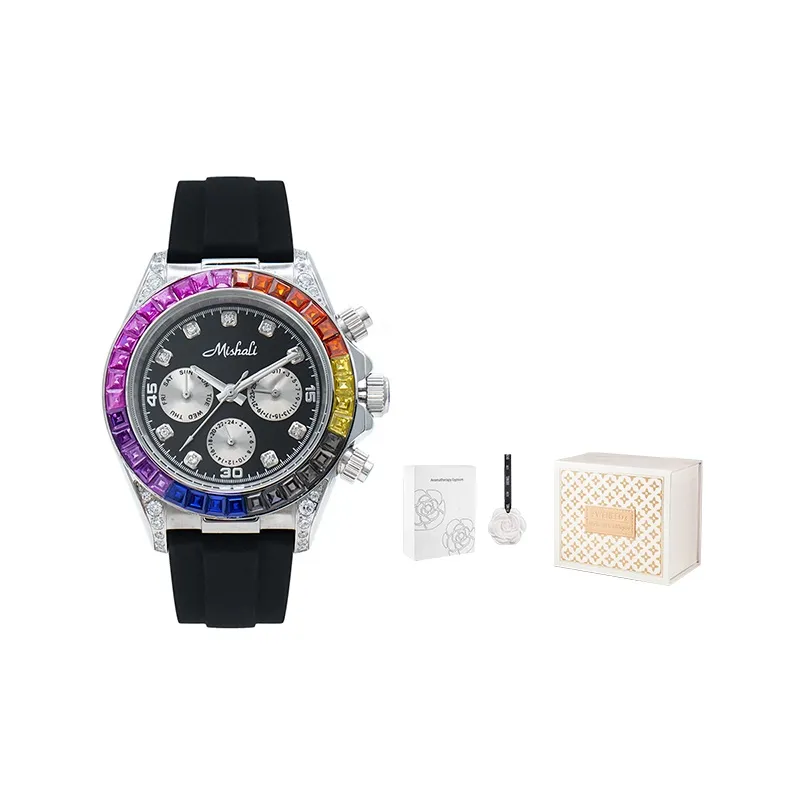 MISHALI Large Watch Dial Collection Кварцевый механизм Кожаный ремешок Часы Унисекс Черный циферблат