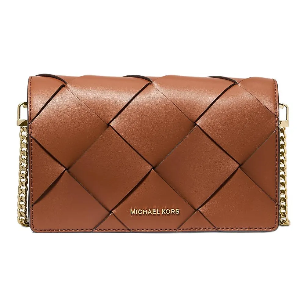MICHAEL KORS Jet Set Medium Woven Leather Crossbody Bag