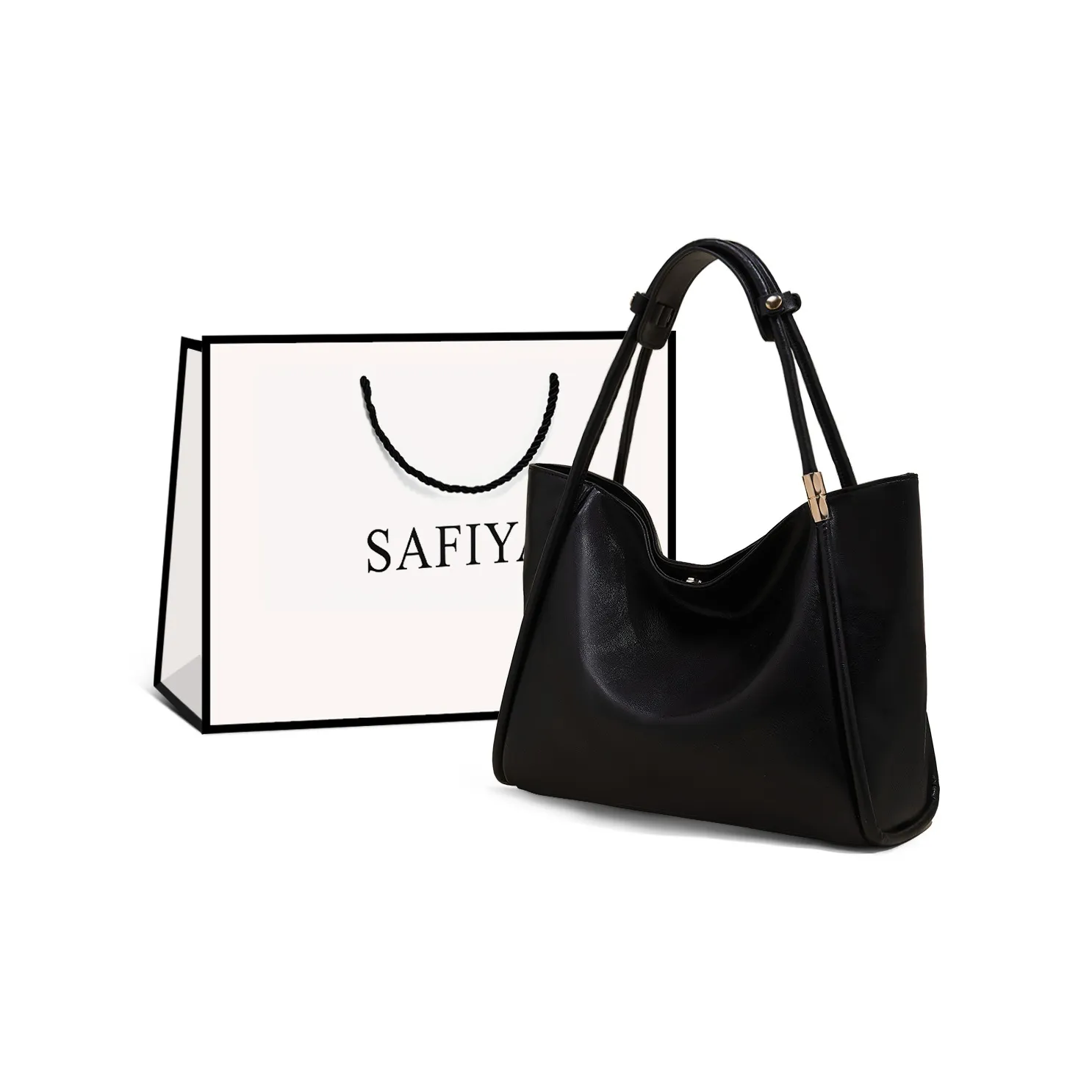 Safiya Сумка Tote из синтетической кожи сумка для покупок сумка через плечо большая женская черная