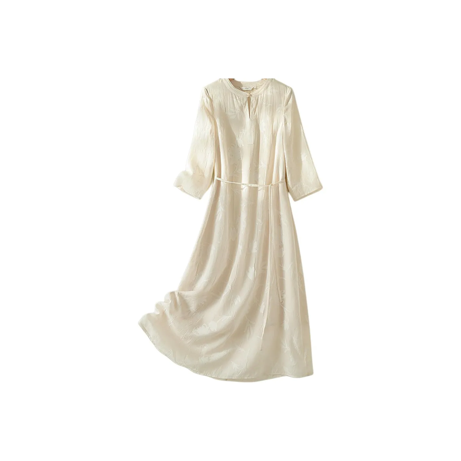 IHIMI Long Sleeved Dress Women's Beige Yellow