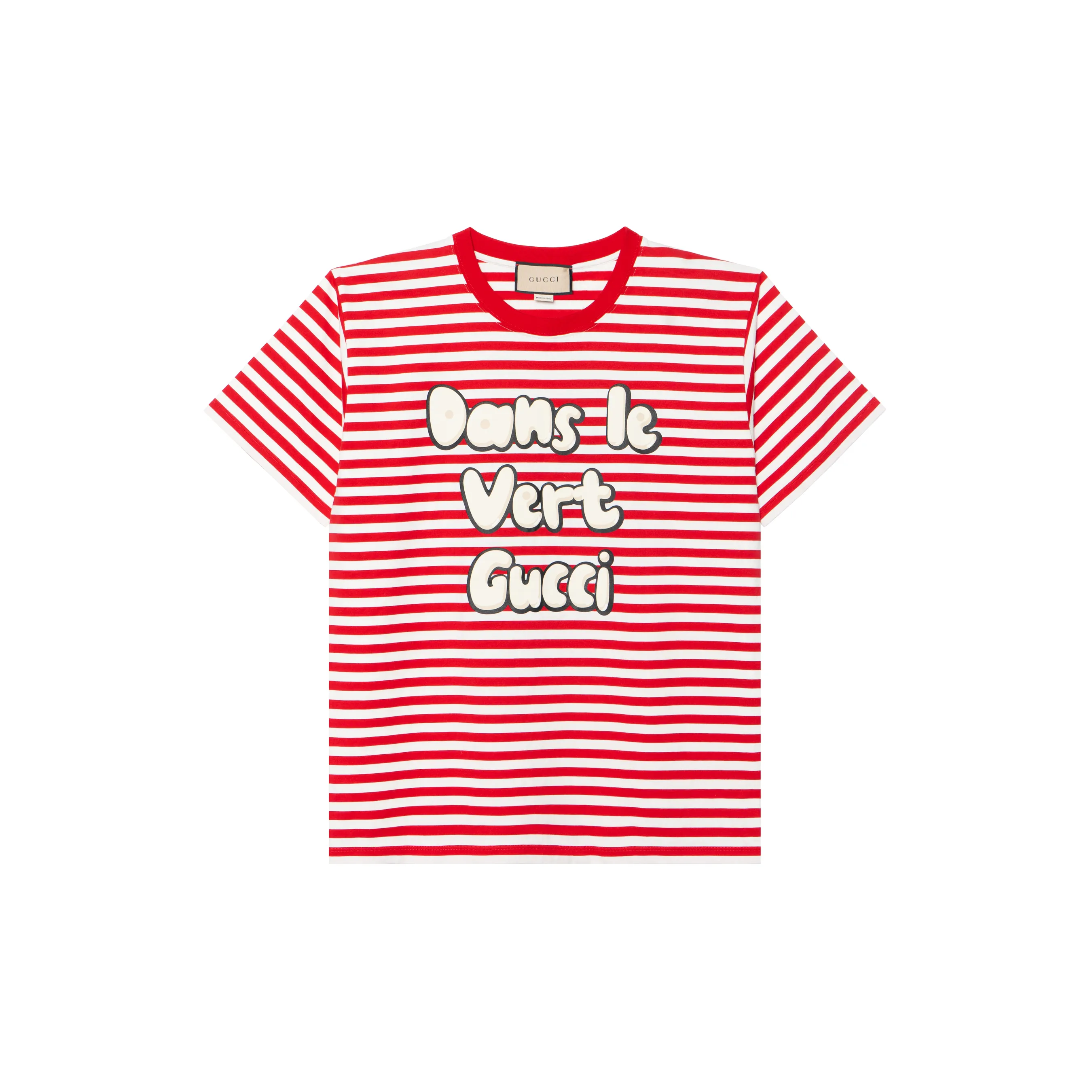 GUCCI Striped Slogan print T shirt