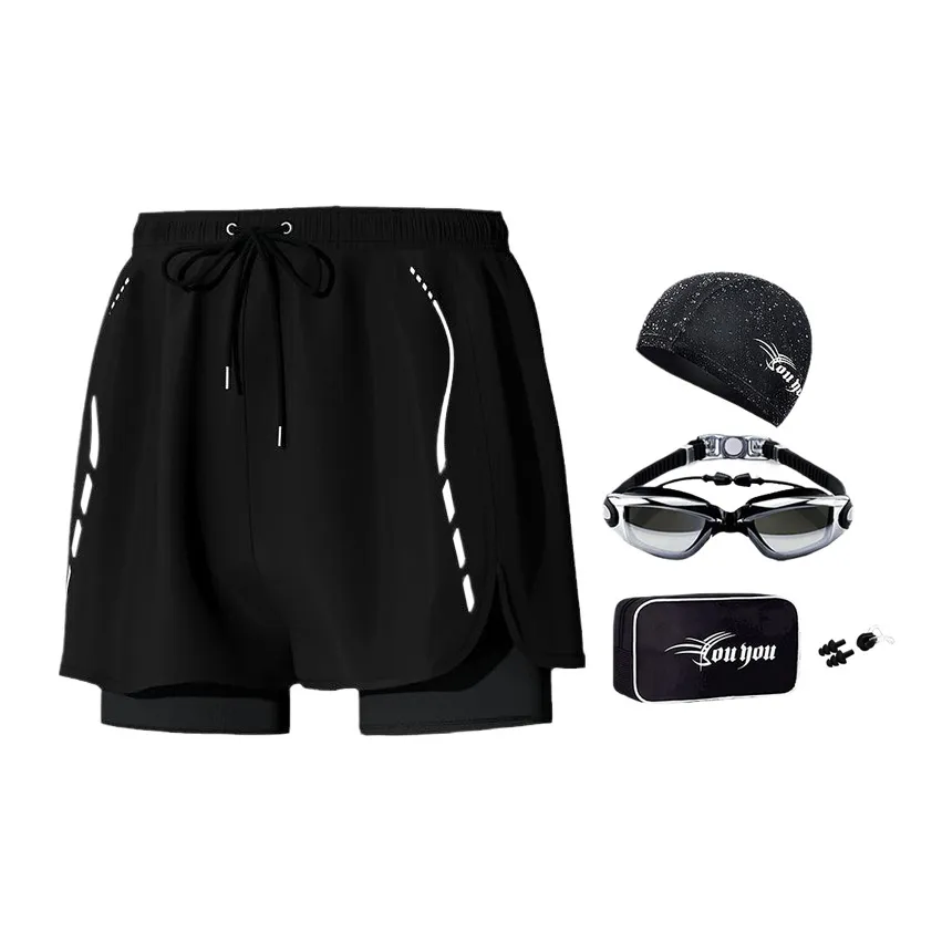Youyou Swimming Sets Polyester/Elastane Summer Seaside Vacation Beach Parent And Kid Travel Diving Gear Men's Black
