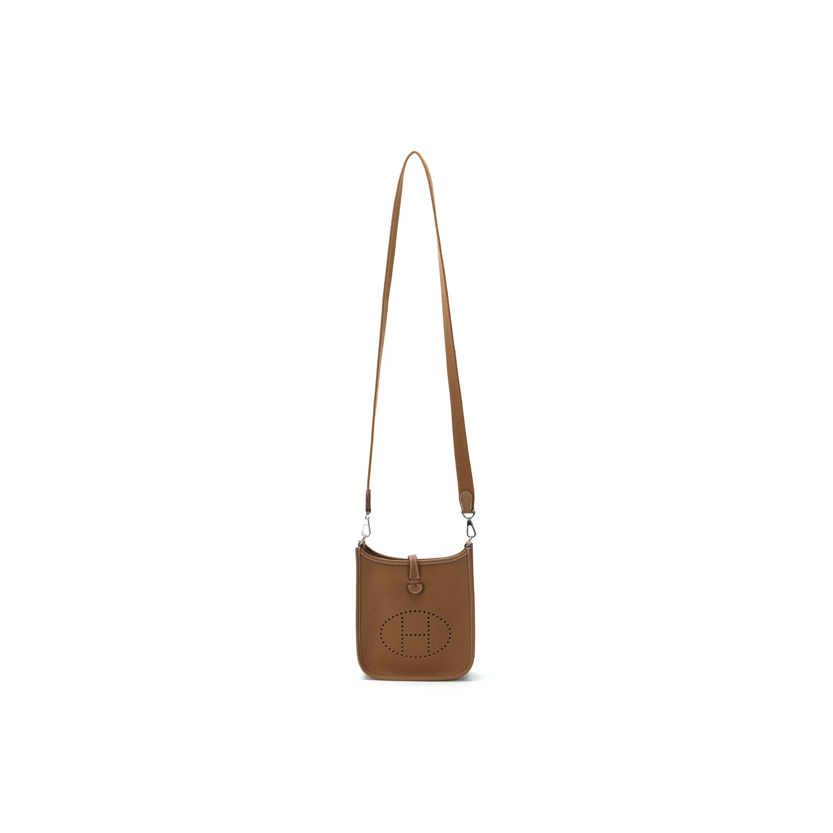 HERMES Evelyne Taurillon Clemence Leather Shoulder Bag Crossbody Bag Mini Unisex Brown