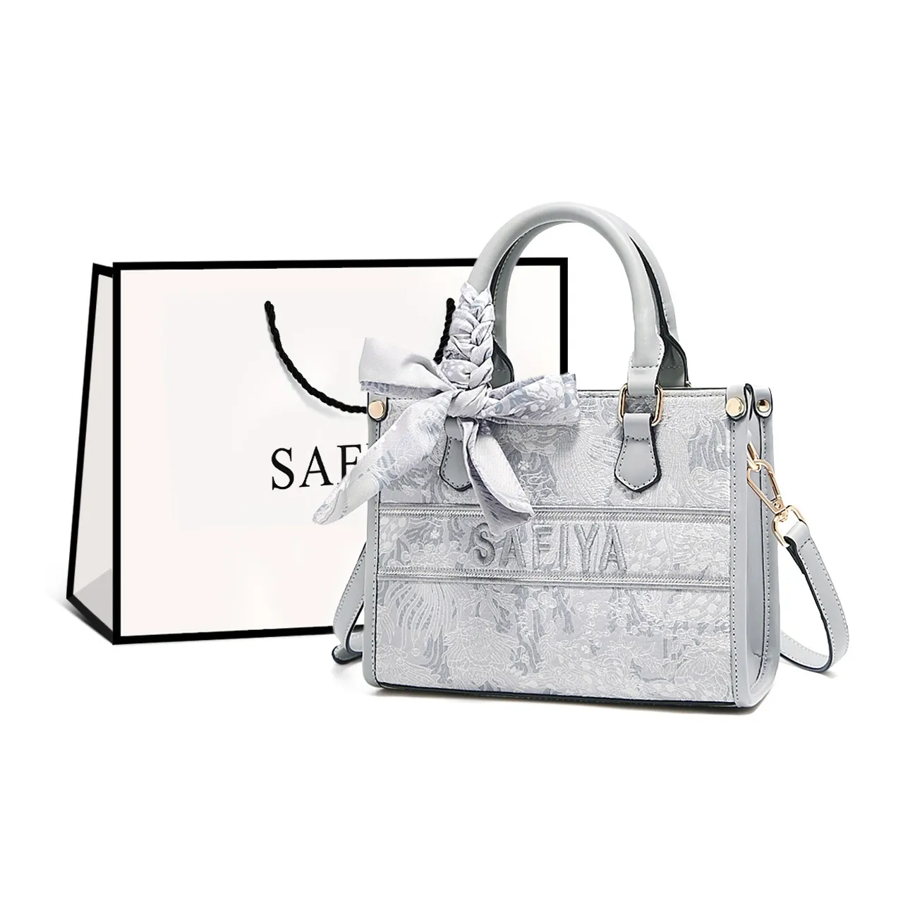 Safiya Синтетическая кожа Модный тренд Сумка Маленькая Женская Серебряный Серый Белый Розовый