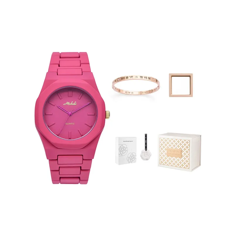 MISHALI Кварцевый механизм сплав ремешок женские часы розовый циферблат