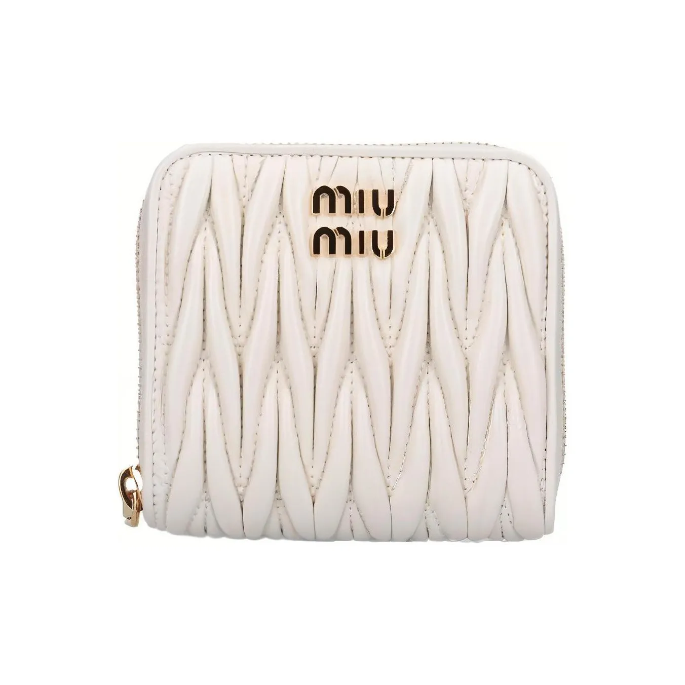 MIU MIU Matelassé Soft Sheep Leather Wallet Women's White