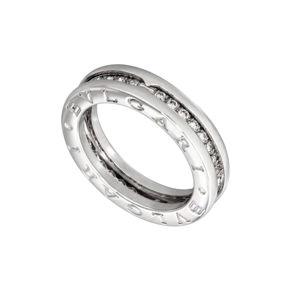 BVLGARI 18K White Gold Diamonds Rings Unisex Silver
