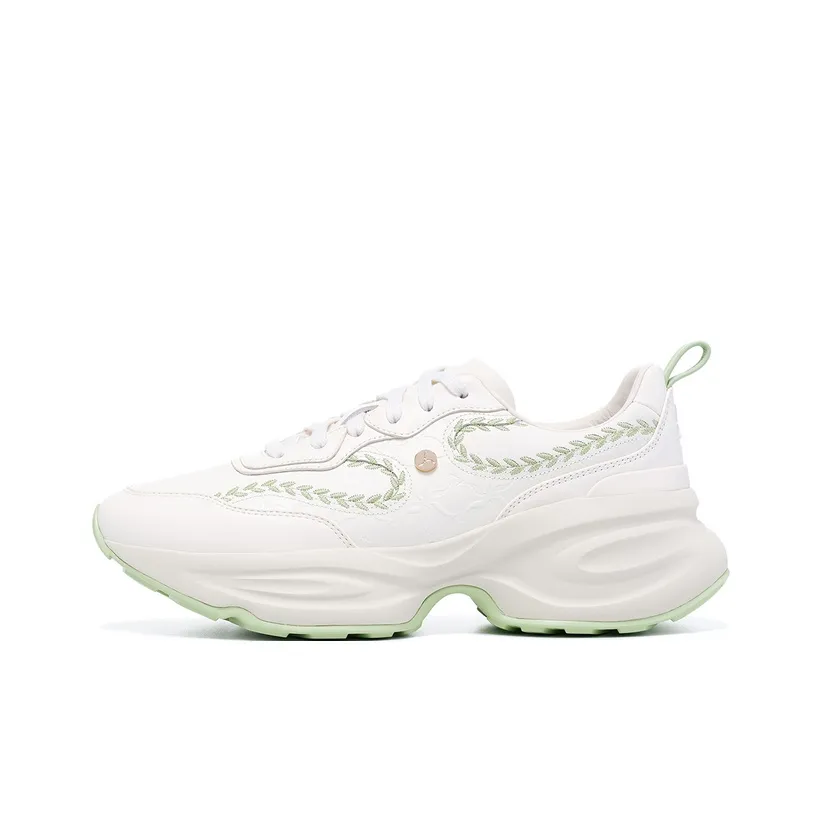 LI NING 1990 Classic Collection Anti Slip And Wear Resistant Coverage Low Top Casual Shoes Women's Ecru