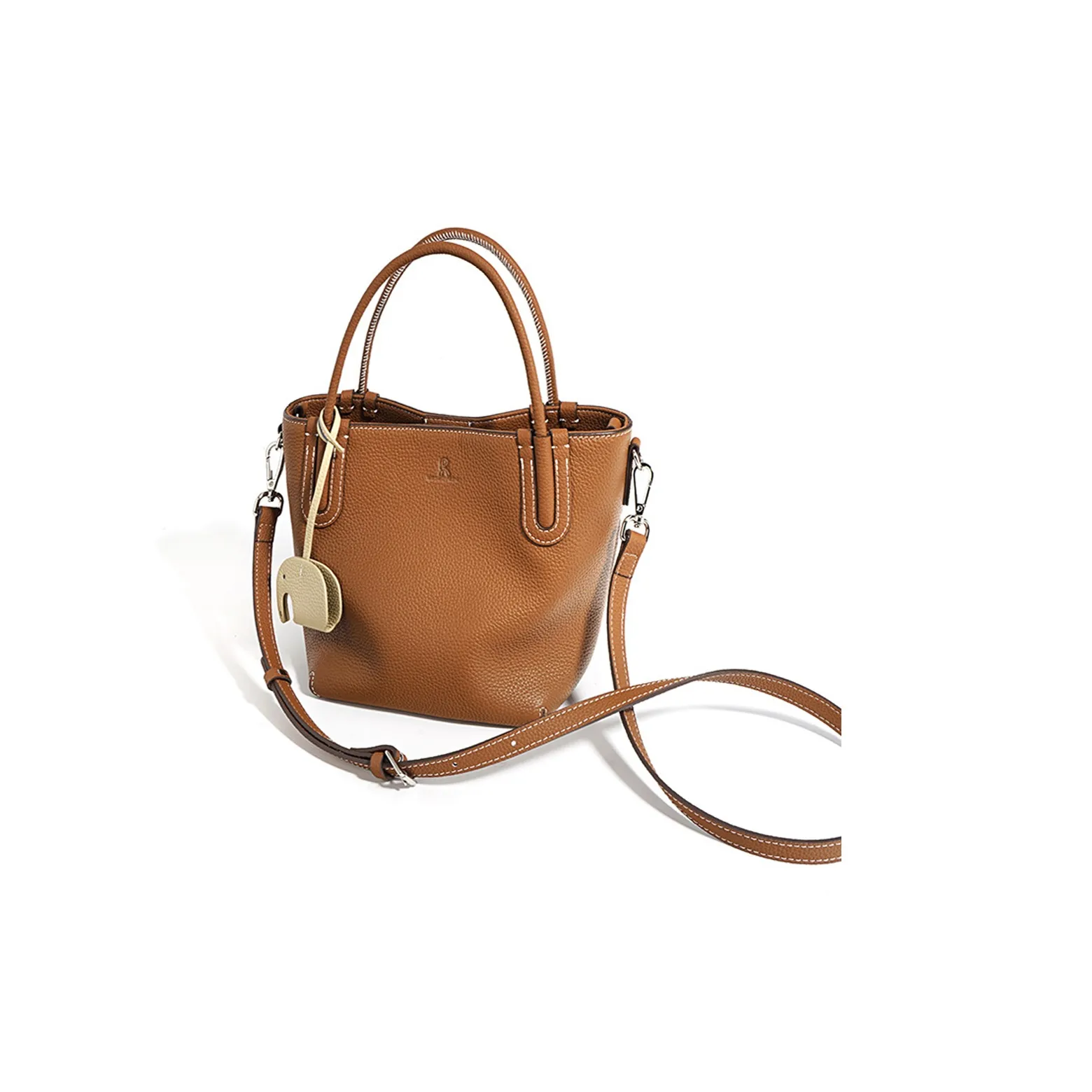 Roberta Di Camerino Корзинка-Сумка из коровьей кожи Сумка на одно плечо Женская Карамельно-коричневый Молочно-абрикосовый Серый