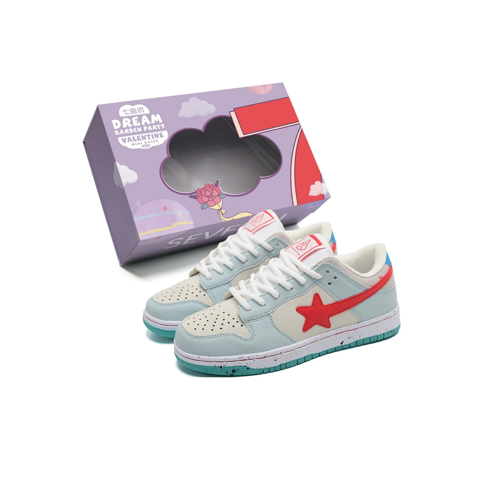 7 SEVFUN Износостойкий и Легкий Низкие Кроссовки для скейтбординга Унисекс Синий Красный