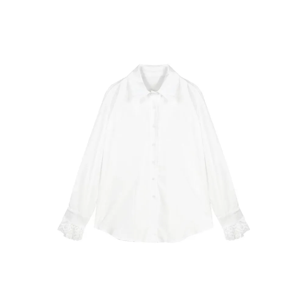 POPO.INFO Белый Кружево Mock Двухкомпонентные Женские Рубашки