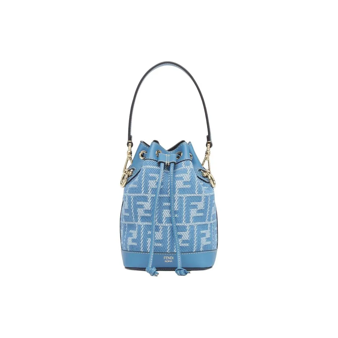 FENDI Mon Tresor Cotton Bucket Bags Shoulder Bag Crossbody Bag Handbag Mini Women's Blue