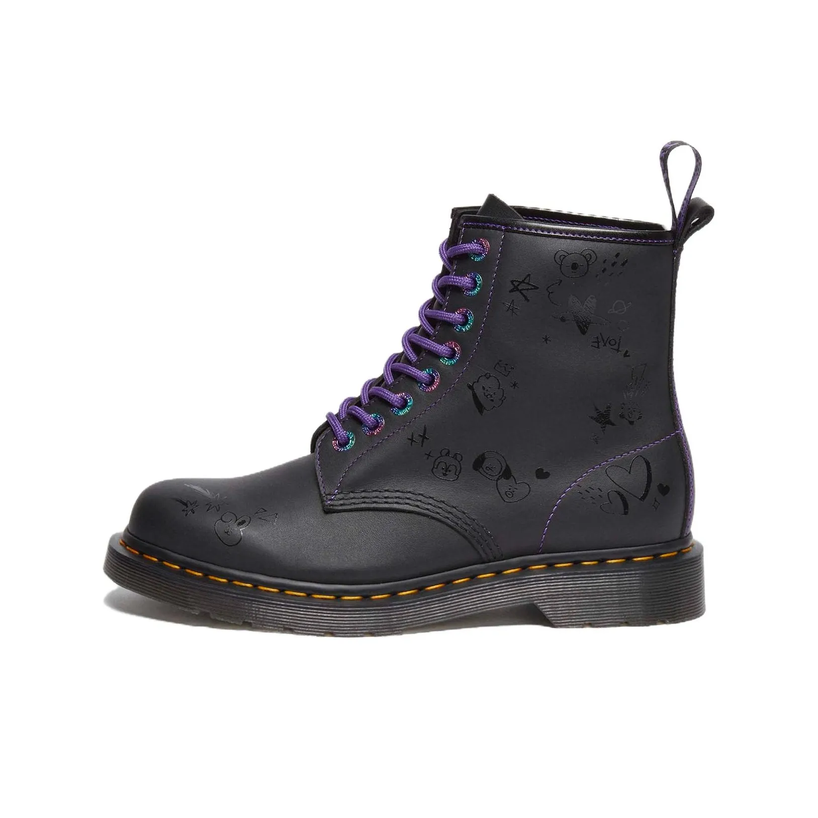 BT21 x Dr.Martens 1460 Мартин Ботинок 3 см Мужской Черный