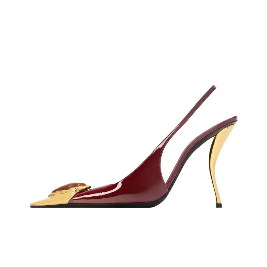 SAINT LAURENT LOULOU Slim Heel High Heels 11cm Women's Red Brown