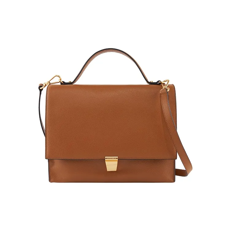 COCCINELLE Cow Leather Doctor Bag Handbag Shoulder Bag Crossbody Bag Large Size Women's Caramel