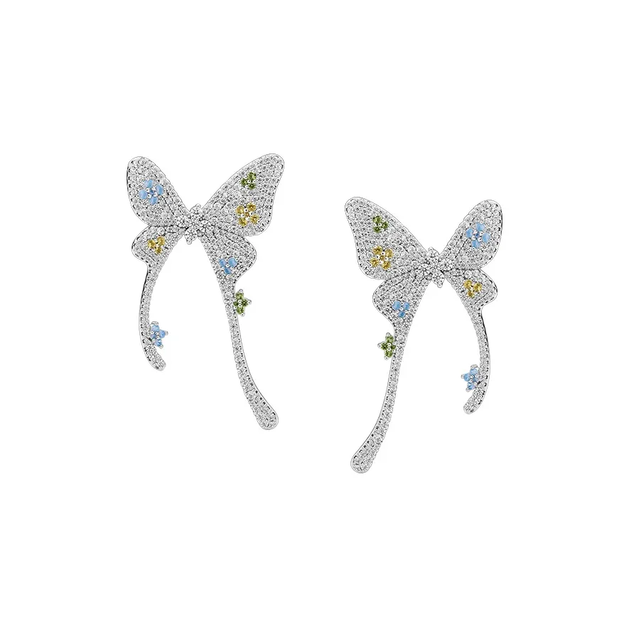 HEFANG Garden Copper Butterfly Floral Hoop Earrings Women's