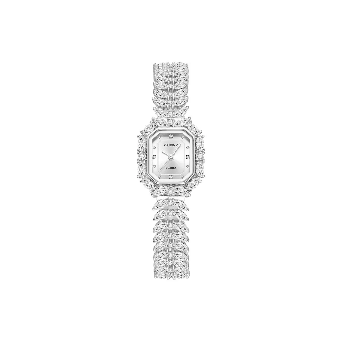 Caffiny Кварцевый механизм покрытие из белого золота медный ремешок женские часы серебристый циферблат