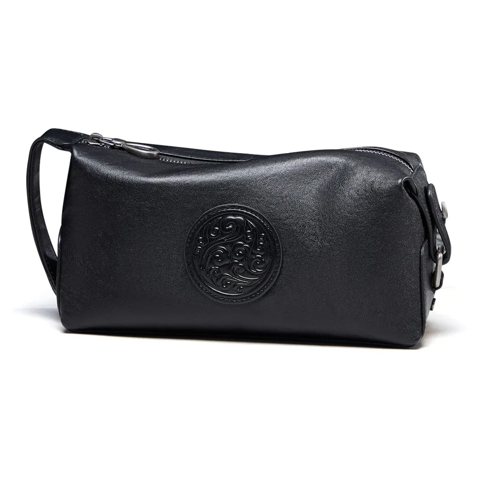 KAISER Top Grain Cow Leather Clutch Men's Black