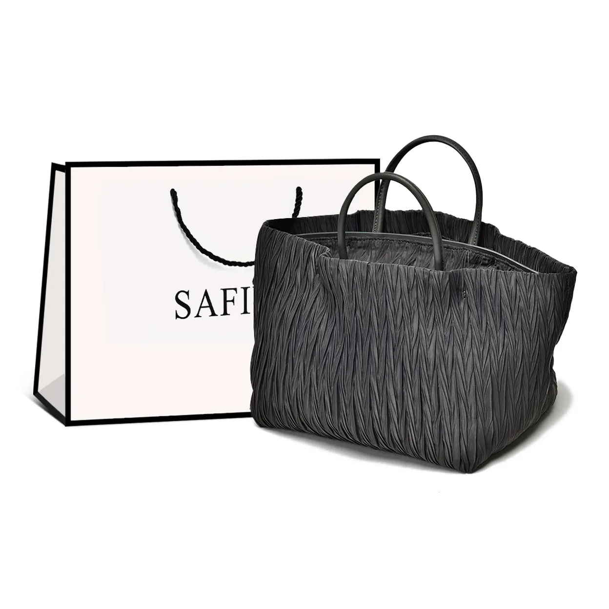 Safiya Ткань Сумка через плечо Портативная Сумка через плечо Сумка-тоут Сумка-тоут Сумка для покупок Большая Сумка Женская Серый Розовый