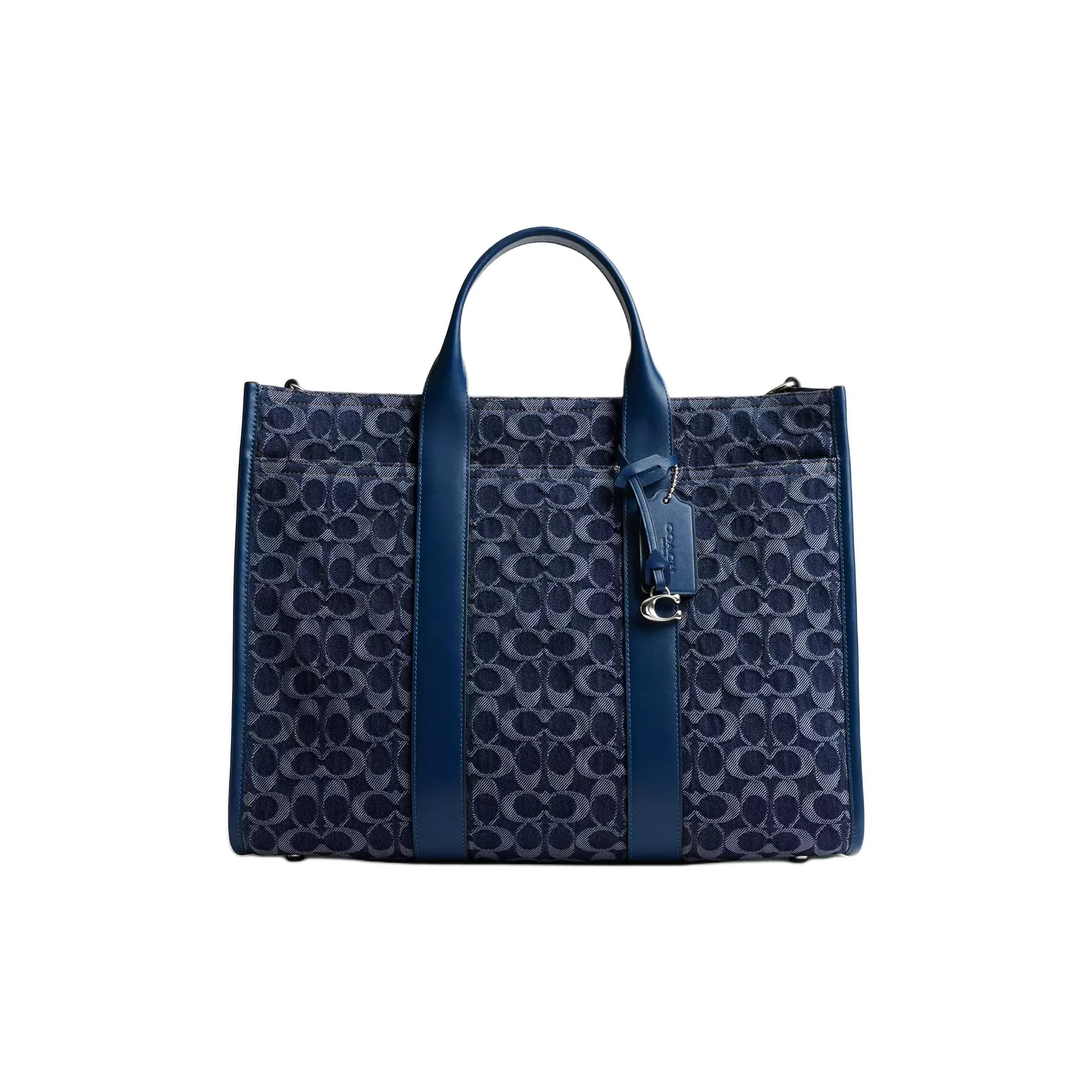 COACH Деним Телячья кожа Тоут Сумка Сумка для покупок Сумка через плечо Сумка Большая Мужская Темно-синий