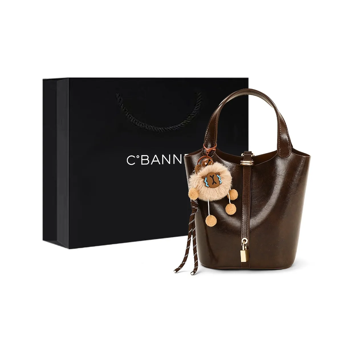 C°BANNER Split Cow Leather With Synthetic Leather Shoulder Bag, Crossbody Bag, Handbag Medium Size Women's Coffee