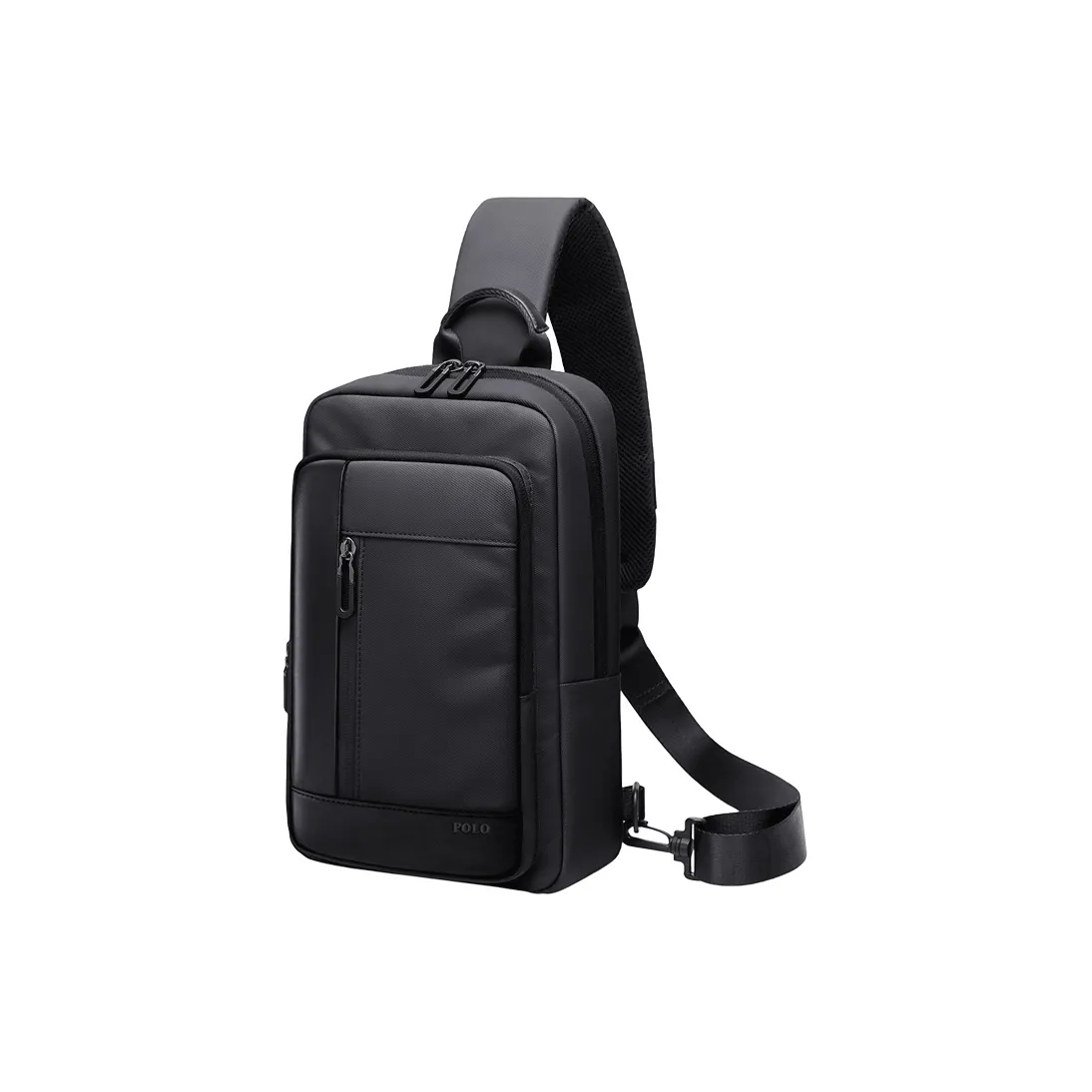 POLO Fabric With Synthetic Leather Waist Bag Chest Bag Regular Men's Black
