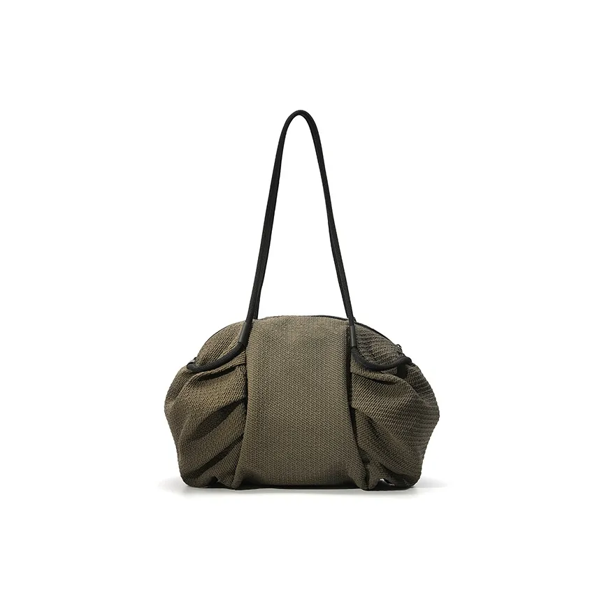 Wow Indo Fabric Shoulder Bag Medium Size Unisex Moss Green
