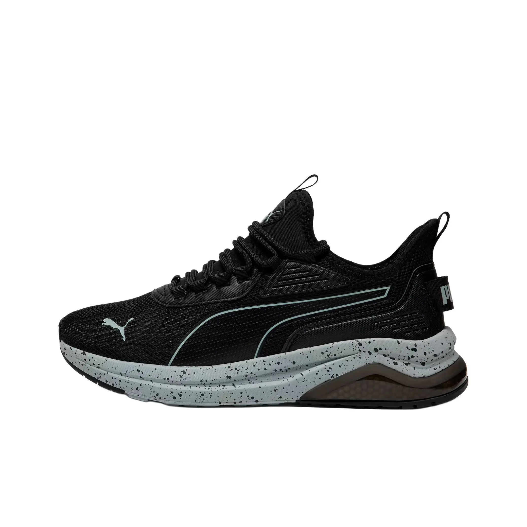 PUMA Amplifier Speckle Low Top Tennis Shoes Men's Black Gray