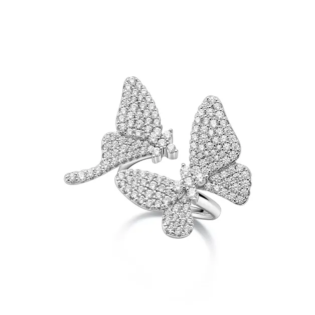 HEFANG Garden 925 Sterling Silver Butterfly Dream Ring Women's