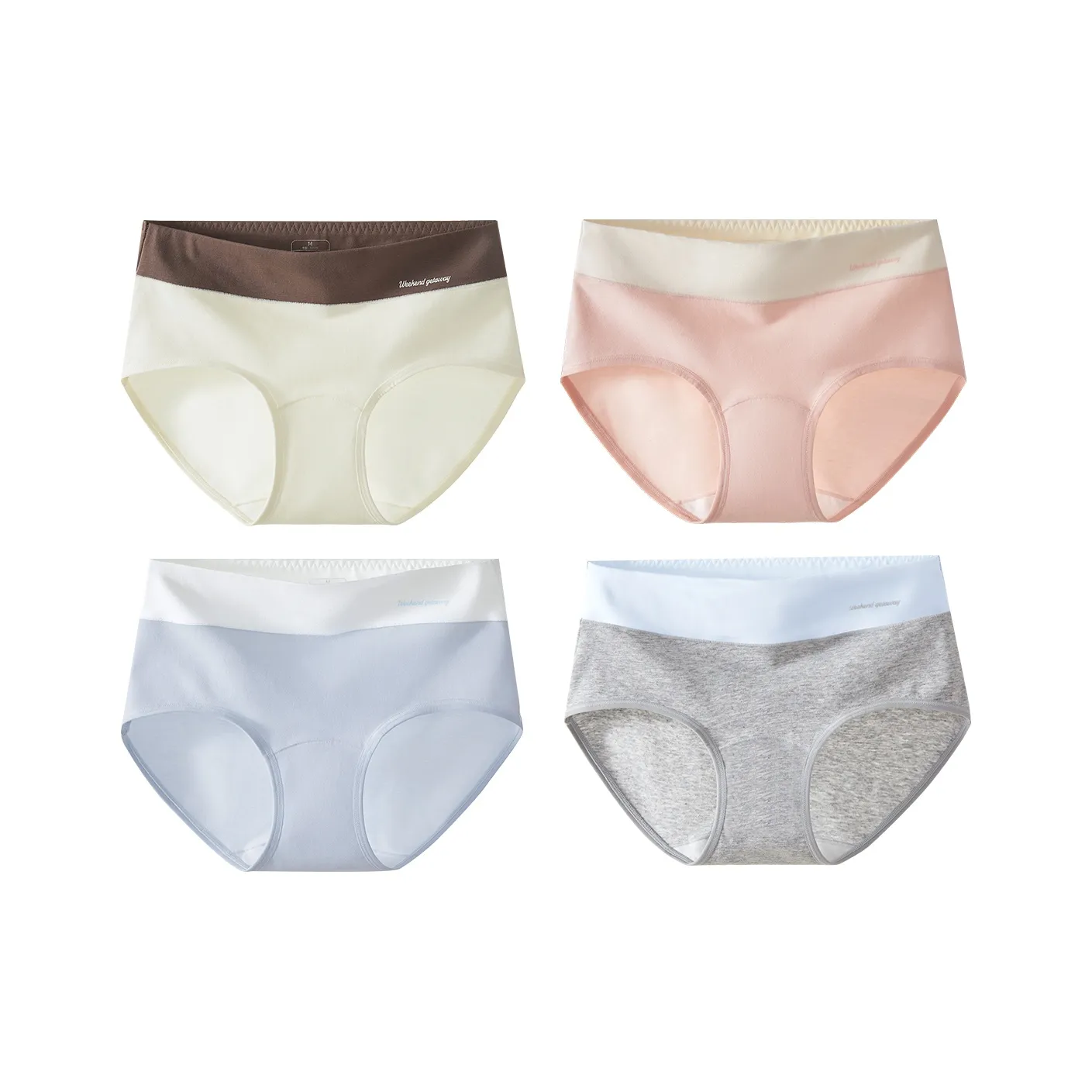 VTT Заварной+Розовый креветка+Синий+Светло-пшеничный серый Женские трусики-бикини