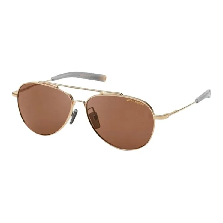 DITA Titanium White Gold Aviator Sunglasses Men's Brown