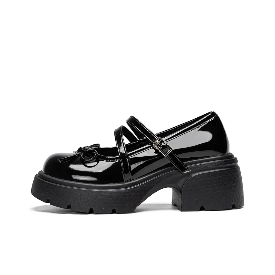 Warrior Грубый каблук Туфли Мэри Джейн 6 см Женские Черный