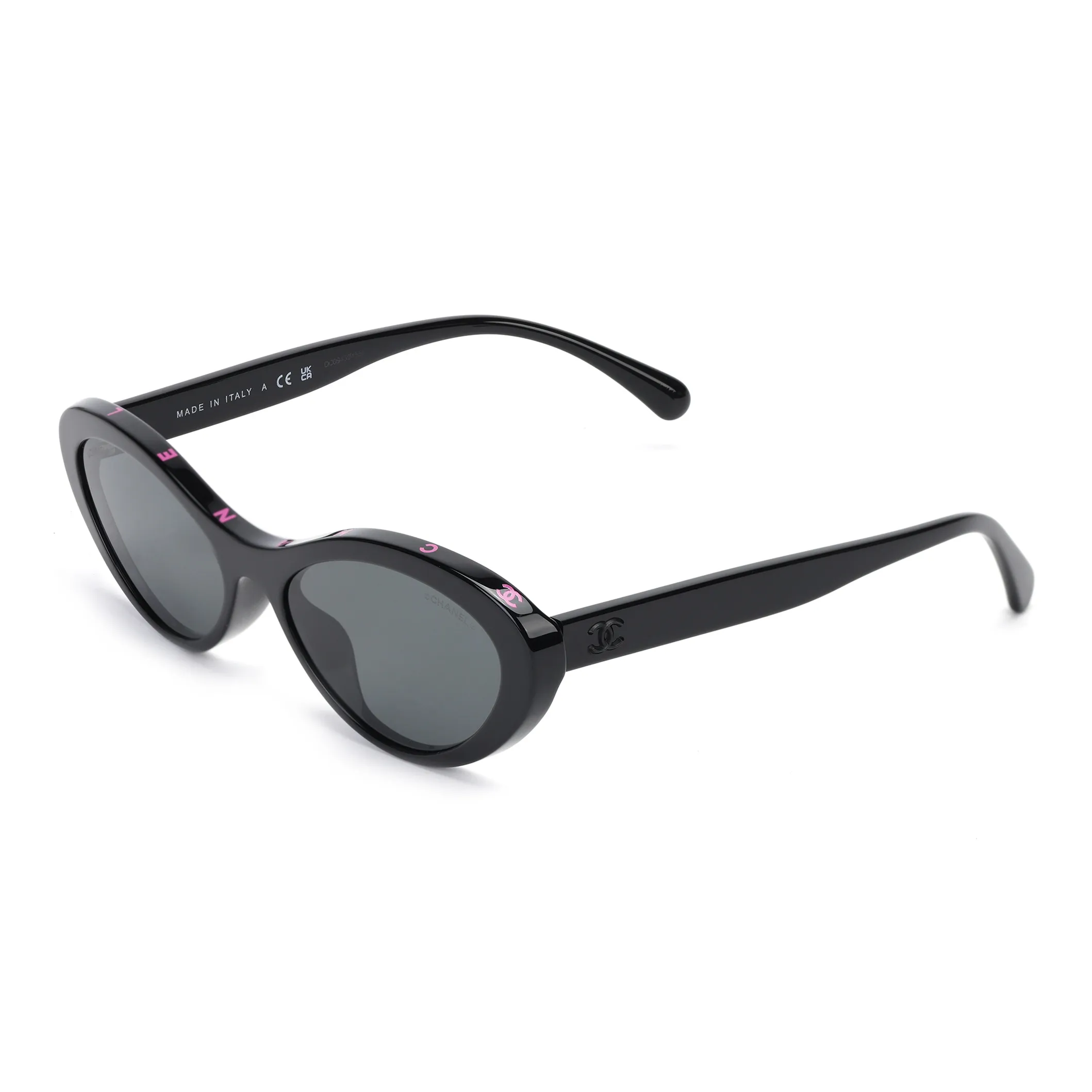 CHANEL Plate Frame Irregular Shape Sunglasses Women
s Black