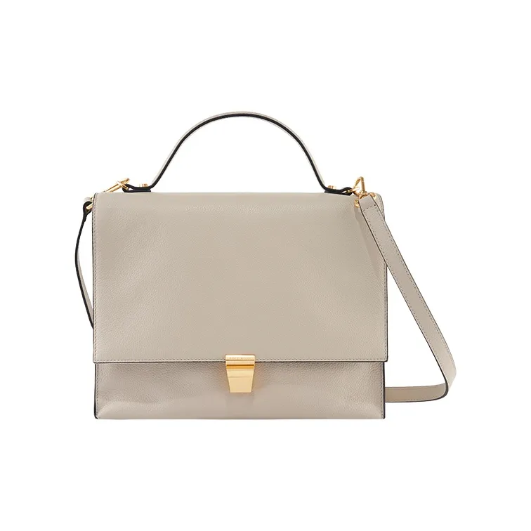 COCCINELLE Leather Doctor Bag, Shoulder Bag, Handbag Tubas Unisex Shell Gray