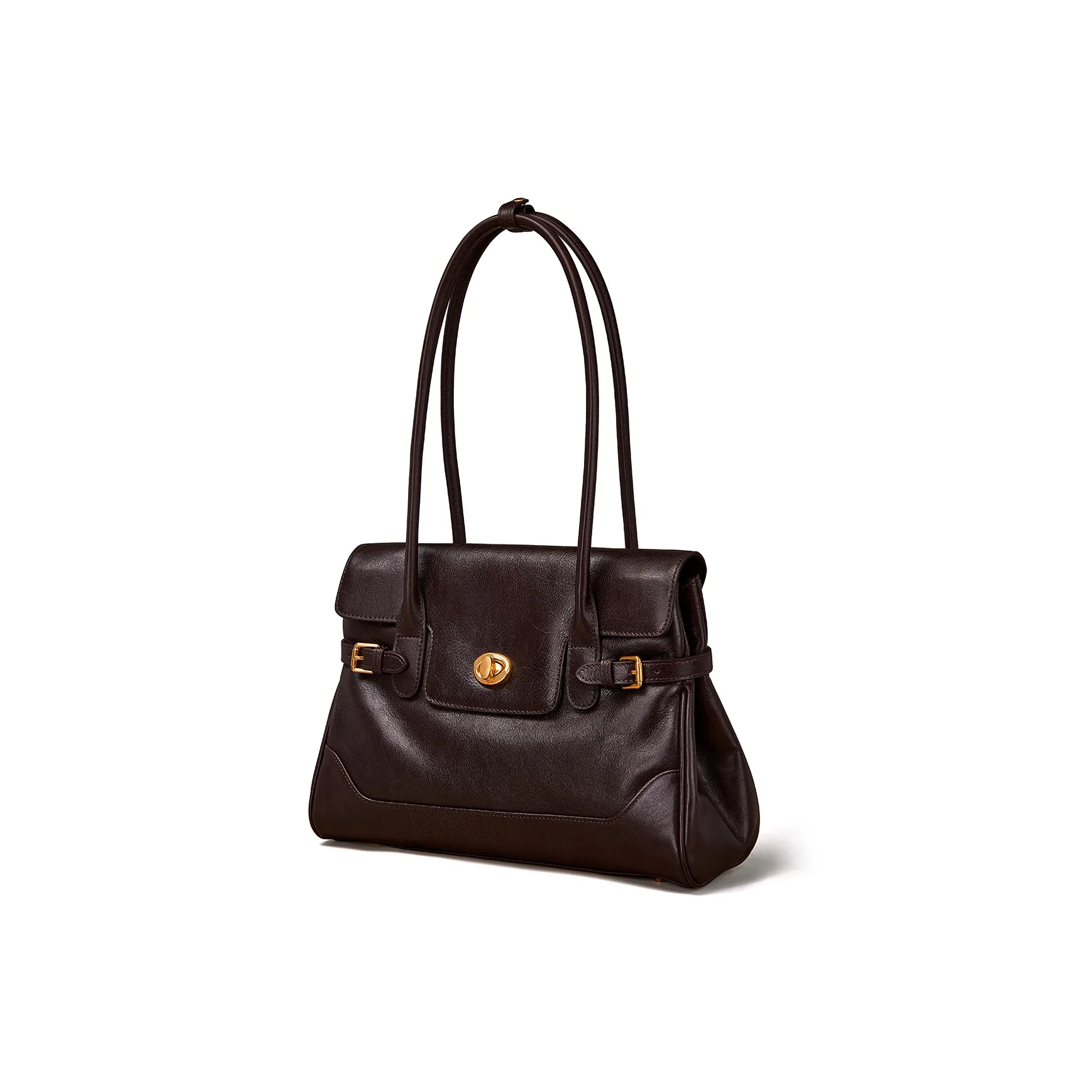 KAISER Первый слой Растительное дубление Коровья кожа Сумка на плечо Стандартная Женская Кофе Черный