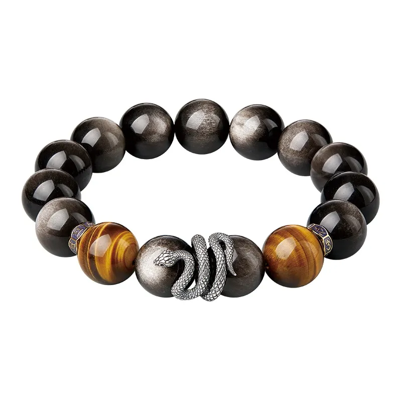 SGE Obsidian Beaded Bracelet Men's