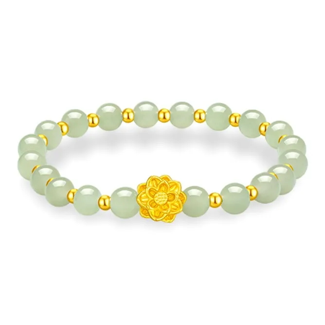 Old Qingyun Silver Building Hetian Jade Bracelets Pale Greenish White Jade Unisex