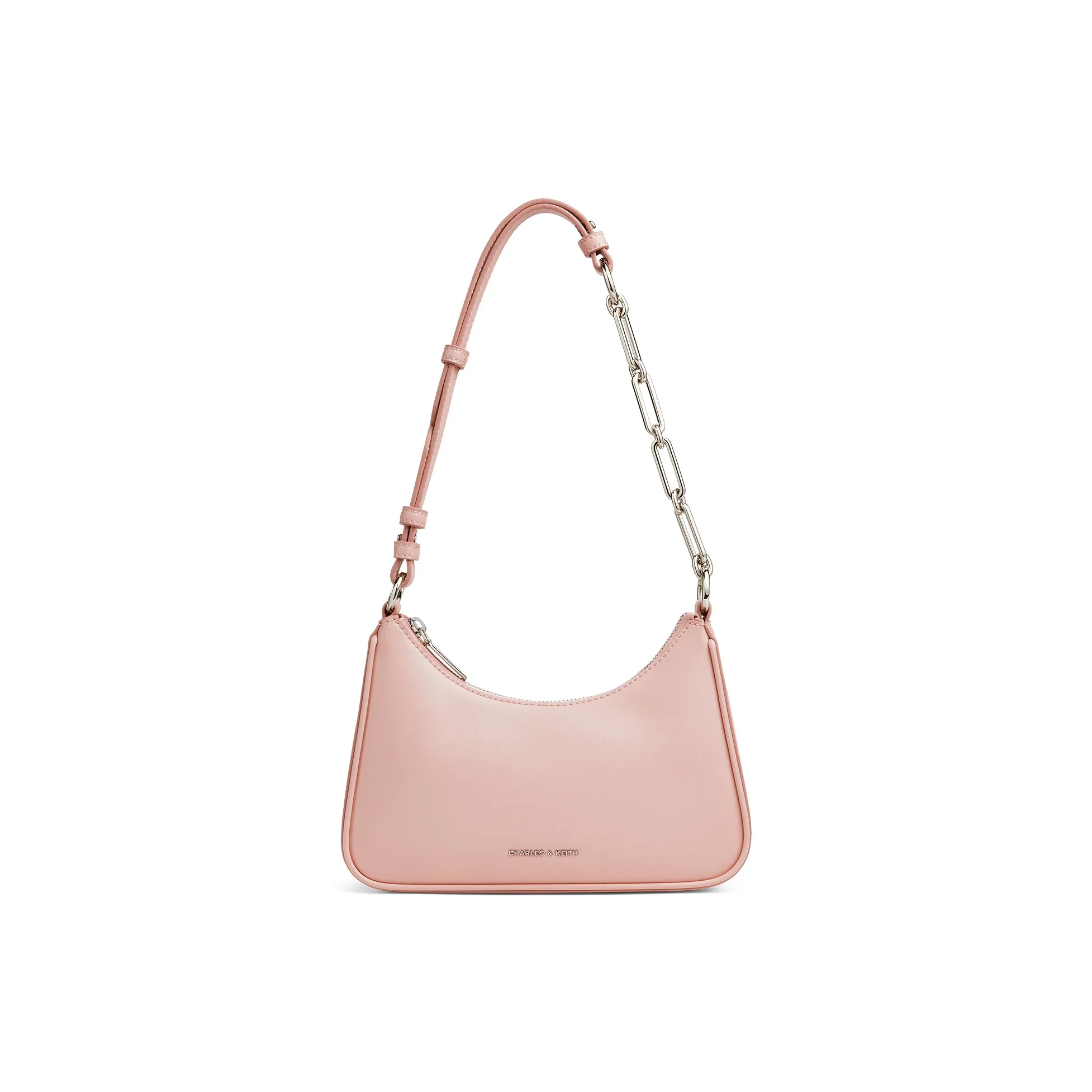 CHARLES&KEITH PU Shoulder Bag Small Size Women's Cream Milk White/Noir Black/Light Pink Light Pink